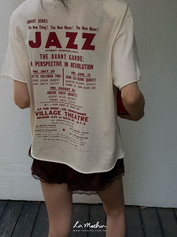 不修邊JAZZ字母上衣